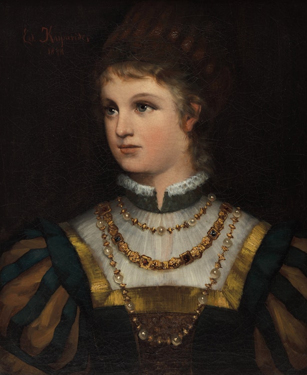 Artwork by Eduard Kasparides, Portrait of an Austrian Lady