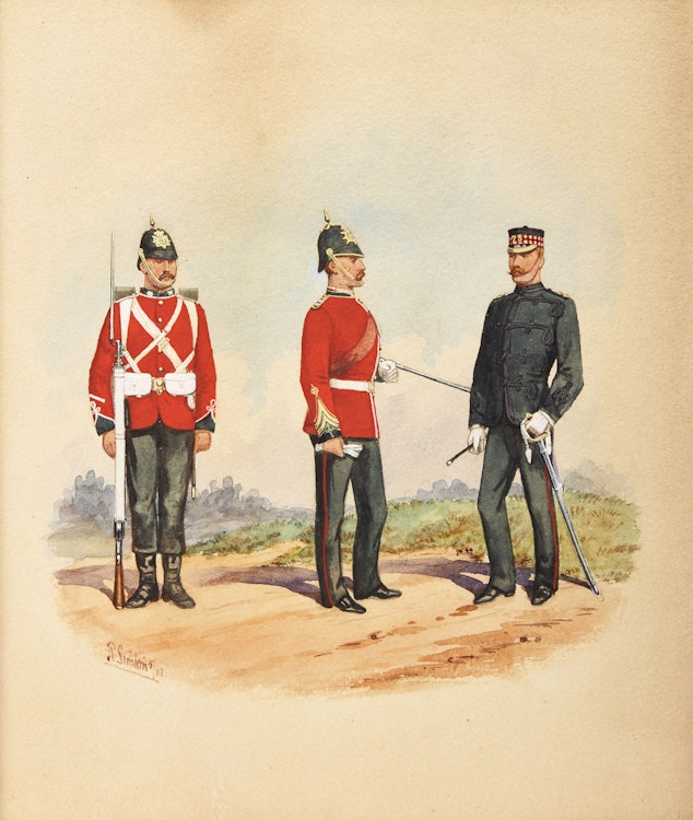 Artwork by Richard Simkin, Black Watch, Royal Highlanders and 73rd Foot and 42nd Royal Highlanders