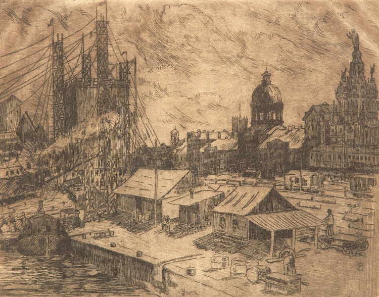 Artwork by Ethel Seath, The Harbour, Montreal