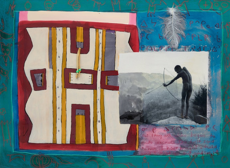 Artwork by Jane Ash Poitras, Parafleche Arrow, 1992