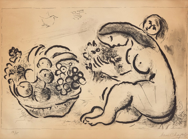 Artwork by Marc Chagall, Nu à la corbeille de fruits (Mourlot 91)