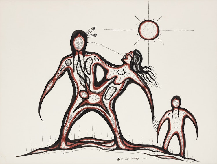 Artwork by Carl Ray, Three Figures in Transformation