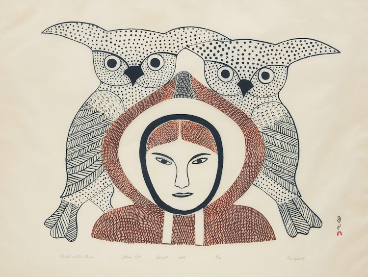 Artwork by Kenojuak Ashevak, Child with Owls