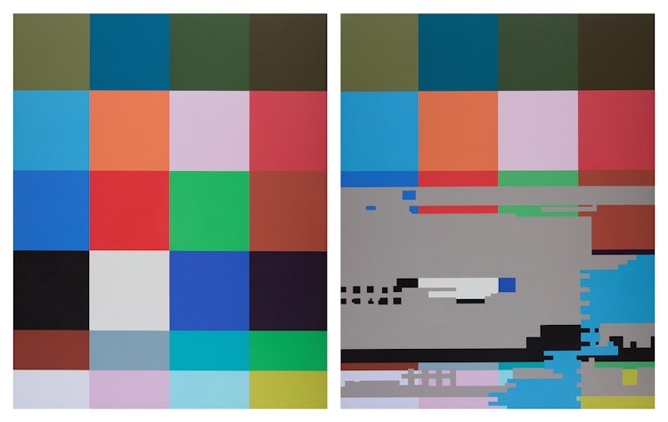 Artwork by Jennifer Marman and Daniel Borins, Pixelated Corruption Block