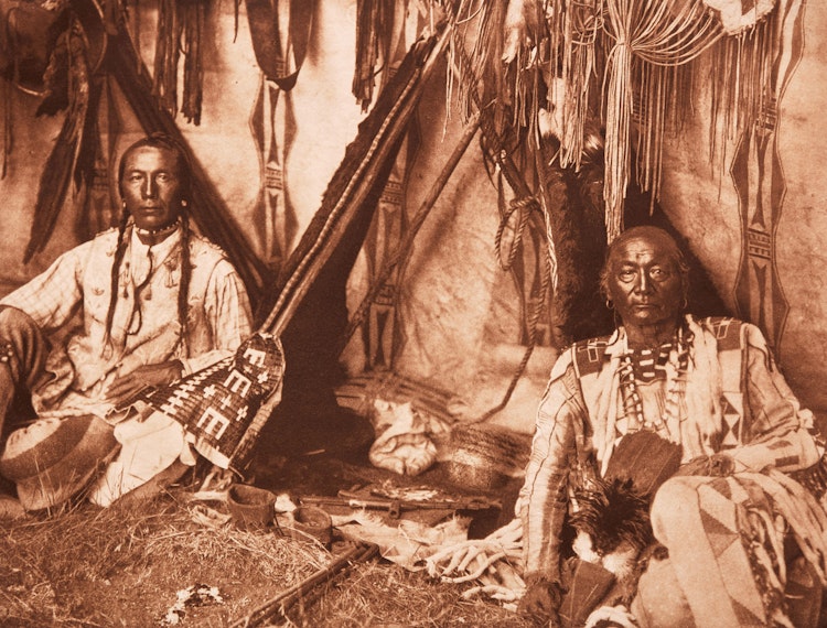 Artwork by Edward S. Curtis, In a Piegan Lodge from The North American Indian Portfolio