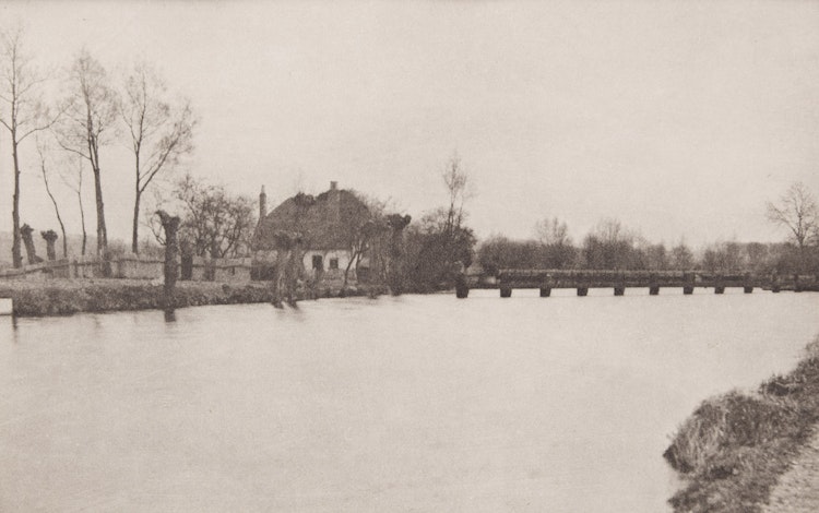 Artwork by Peter Henry Emerson, King's Weir, River Lea, Plate XXII