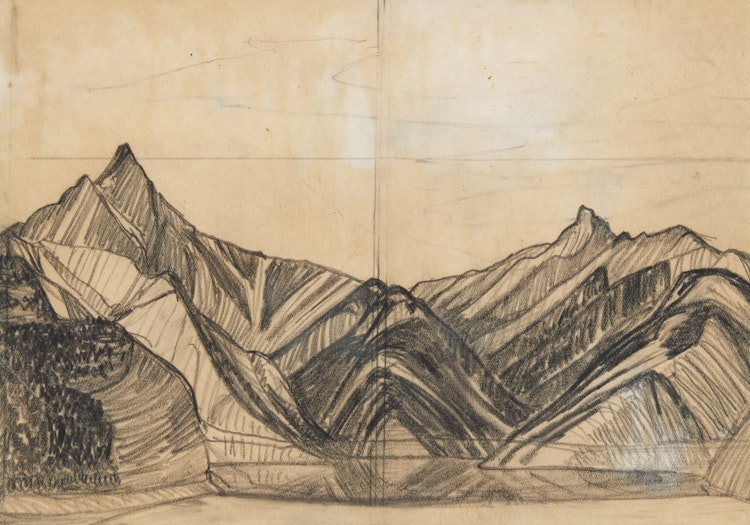 Artwork by Lawren Stewart Harris, Lake in the Mountains