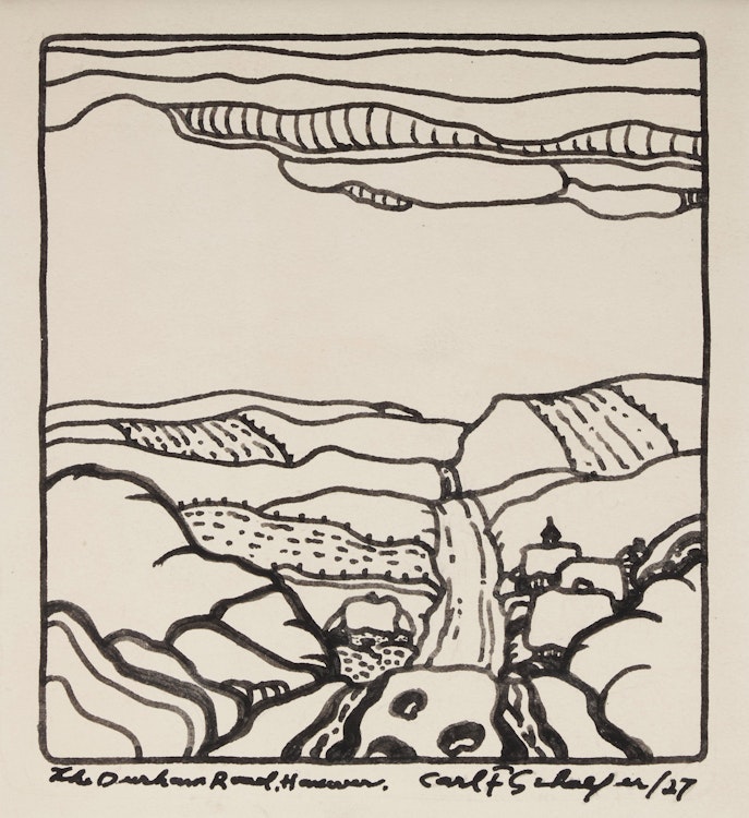 Artwork by Carl Fellman Schaefer, The Durham Road, Hanover, 1927
