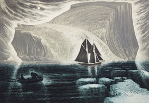 Artwork by David Lloyd Blackwood, The Flora S. Nickerson in the Labrador Sea, 1982