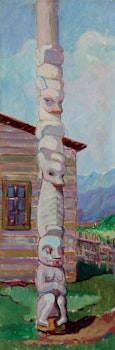 Artwork by Emily Carr, Pole of Harhu, Kispiox, 1912