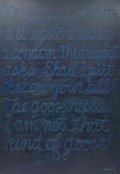 Artwork by Charles Pachter, Untitled (A Goose Goes into a Drugstore...), 1990