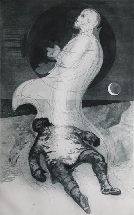 Artwork by David Lloyd Blackwood, Spirit Departing