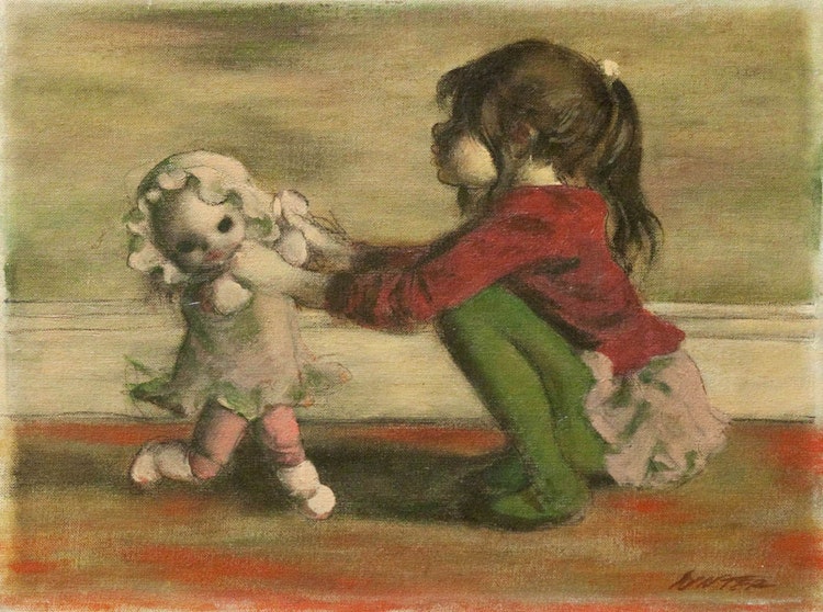 Artwork by William Arthur Winter, Girl With Doll