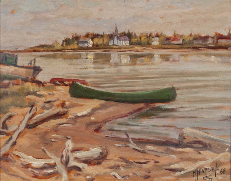 Artwork by Maurice Hall Haycock, Indian Village-Hay River
