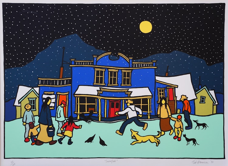 Artwork by Ted Harrison, Snowfall