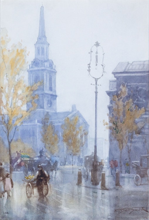Artwork by Frederic Marlett Bell-Smith, London Street Scene