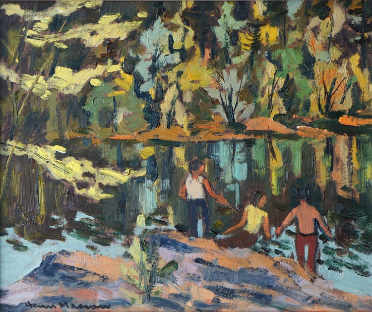 Artwork by Henri Leopold Masson,  Fishing in the Gatineau River