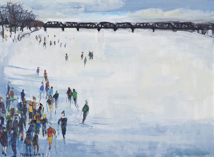 Artwork by Molly Lamb Bobak,  Skaters and Skiers