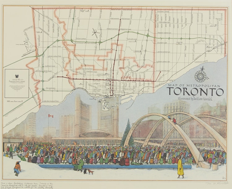 Artwork by William Kurelek,  Map of Metropolitan Toronto