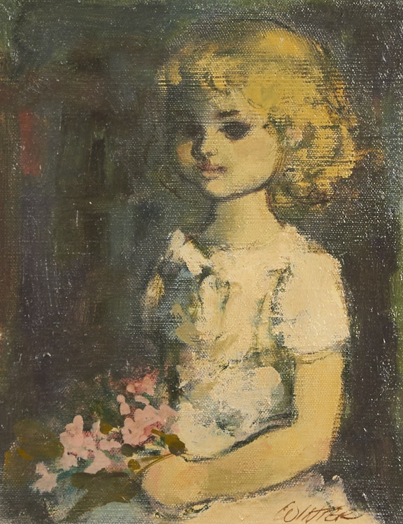 Artwork by William Arthur Winter, Seated Girl with Bouquet