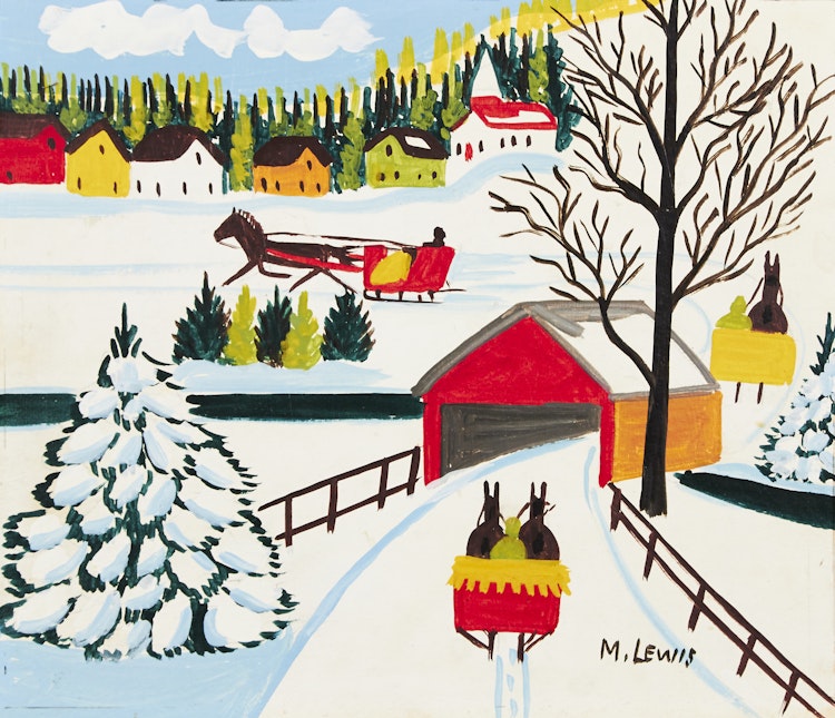 Artwork by Maud Lewis, Winter Sleigh Ride