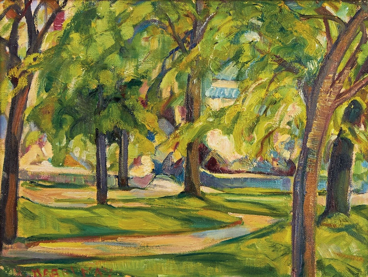 Artwork by Henrietta Mabel May,  Sunlit Path in Summer