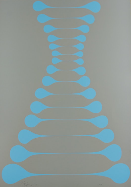 Artwork by Harold Barling Town, Stretch (Blue on Grey)