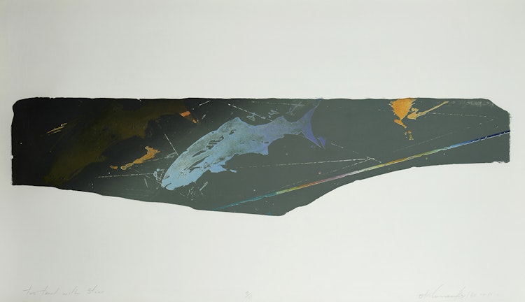 Artwork by Otis Tamasauskas, Two Trout with Stone