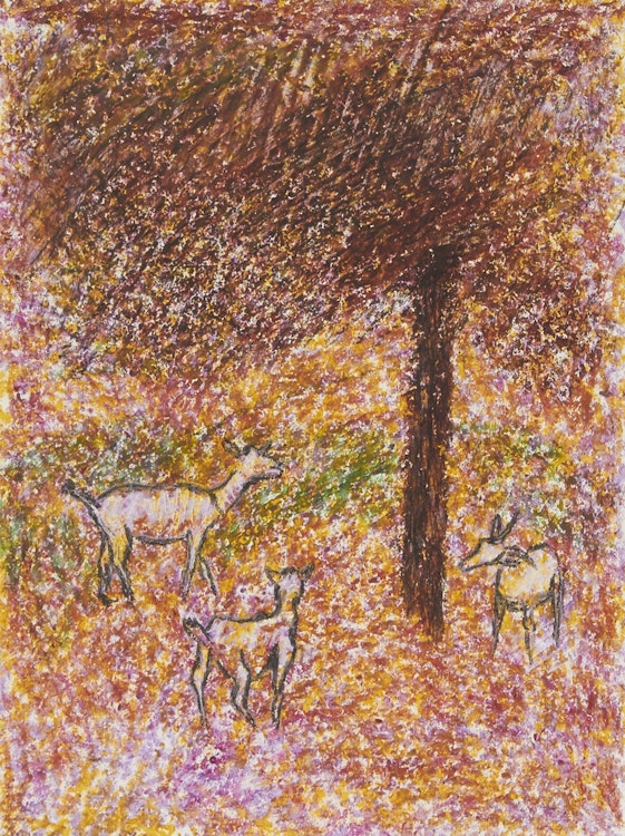 Artwork by Richard Stipl,  Deer in the Woods