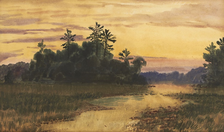 Artwork by Thomas Mower Martin,  Three Works: Sunset Landscape; Georgian Bay at Sunset; River Landscape