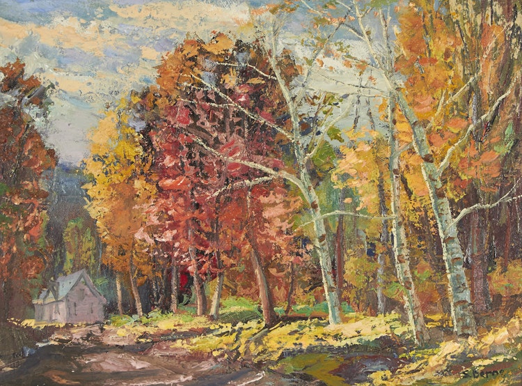 Artwork by Sidney Berne, Cottage in Fall