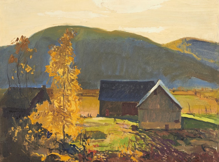 Artwork by George Franklin Arbuckle,  Farm in Fall