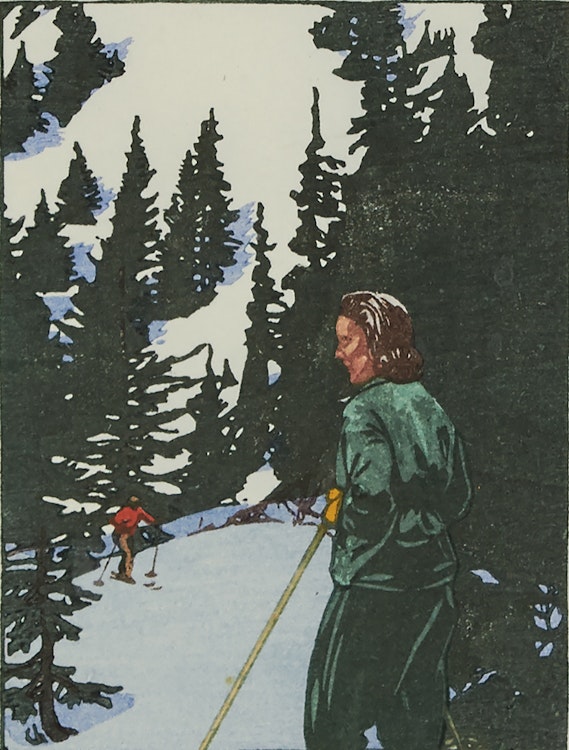 Artwork by Walter Joseph Phillips,  Ski Trail