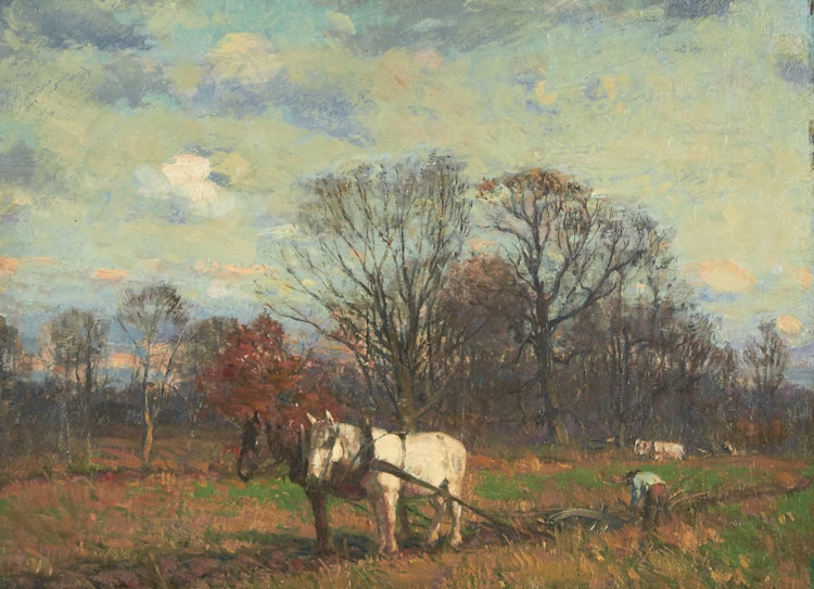 Artwork by Peleg Franklin Brownell,  Tilling the Land