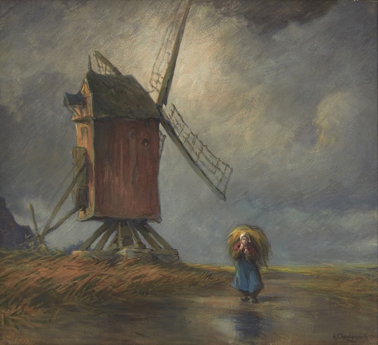 Artwork by Georges Chavignaud, Landscape with Windmill