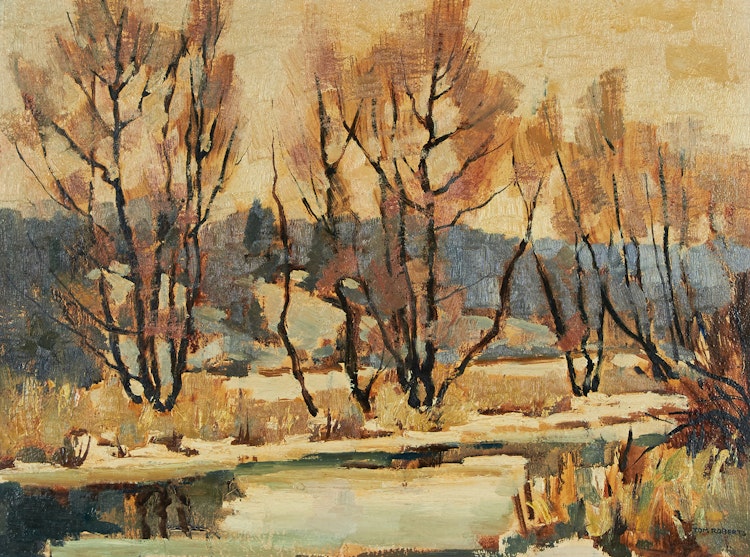 Artwork by Thomas Keith Roberts,  Riverside Willows