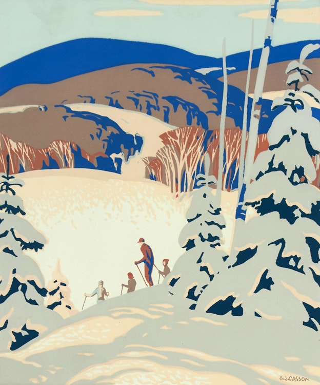 Artwork by Alfred Joseph Casson,  Skiers