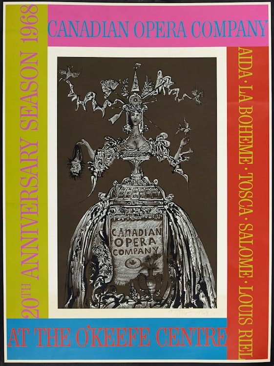 Artwork by Harold Barling Town, Canadian Opera Company: 20th Anniversary Season, 1968; New Town: Enigmas