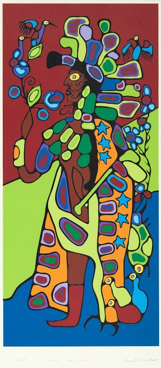 Artwork by Norval Morrisseau,  Shaman Astral Guide II