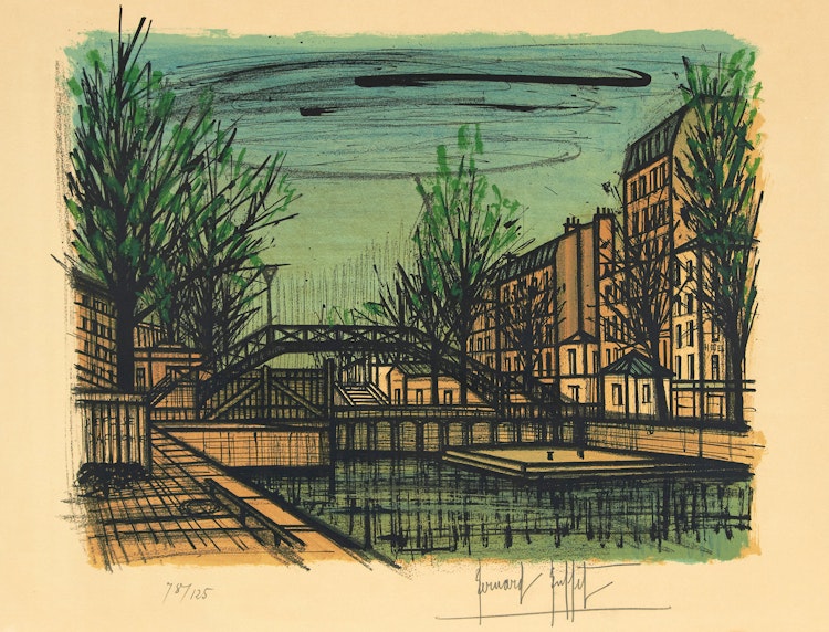 Artwork by Bernard Buffet, Canal St. Martin