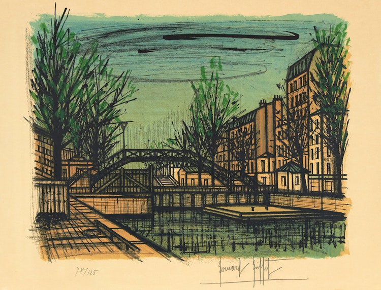 Artwork by Bernard Buffet,  Canal St. Martin