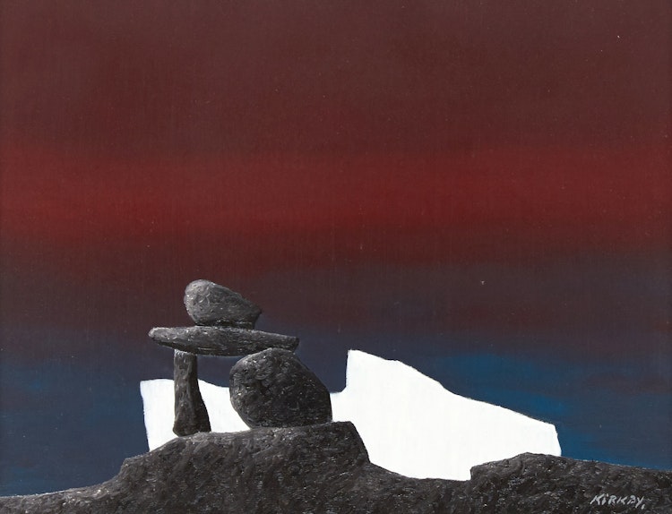 Artwork by Ken Kirkby,  Inukshuk