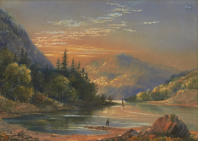 Artwork by Washington Friend, Fishing on the River
