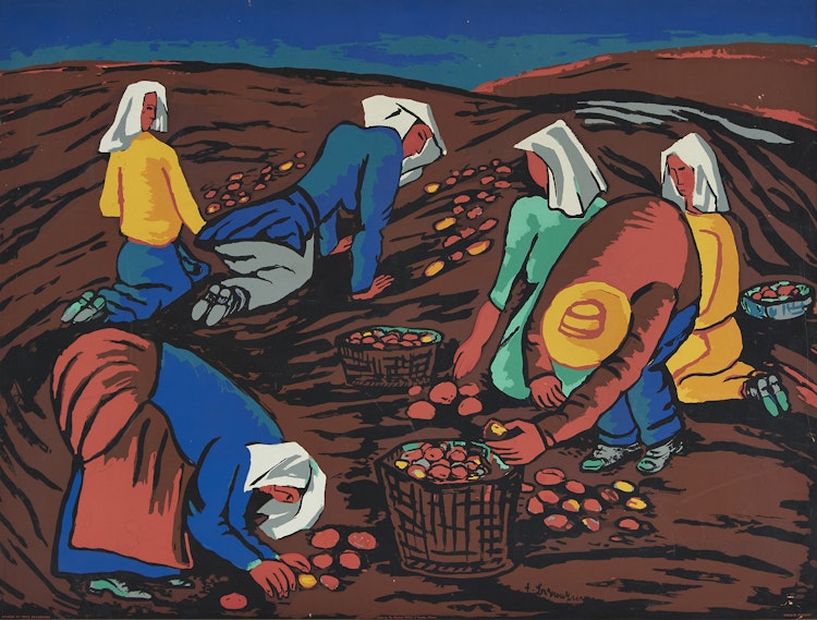 Artwork by Fritz Brandtner,  Potato Pickers