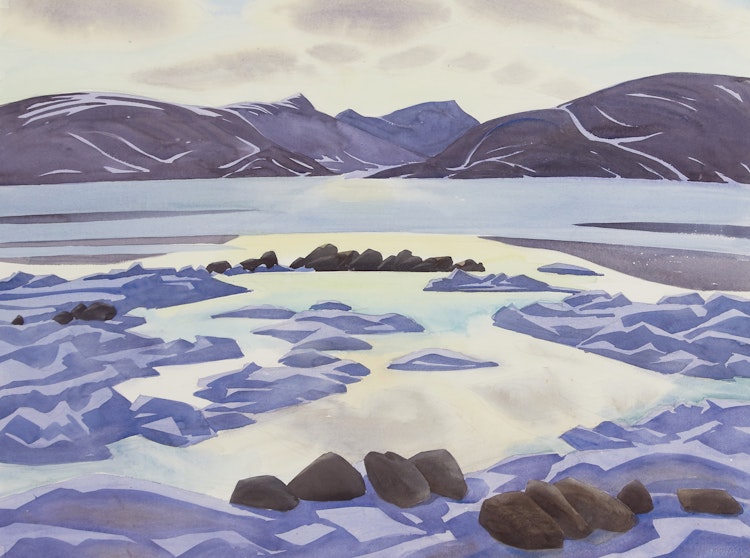 Artwork by Doris Jean McCarthy,  Evening at Pangnirtung (1989)