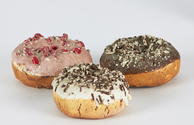 Artwork by David James Gilhooly, 3 Donuts