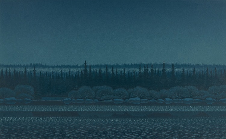 Artwork by Christopher Pratt, Night on the River
