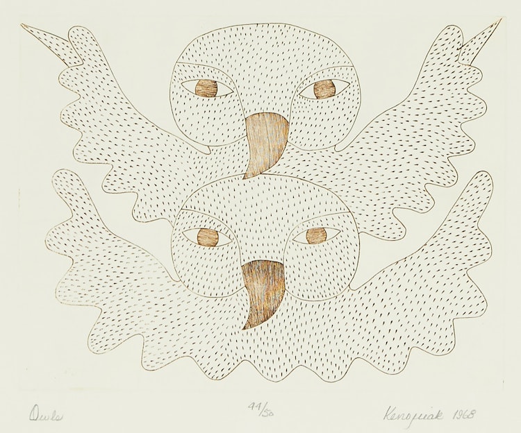 Artwork by Kenojuak Ashevak, Owls