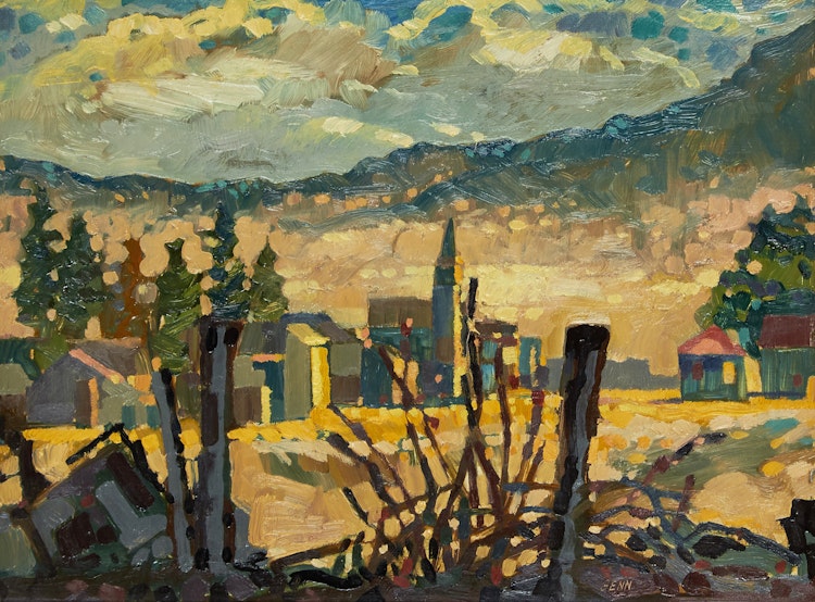 Artwork by Robert Genn,  Village Near Lillooet