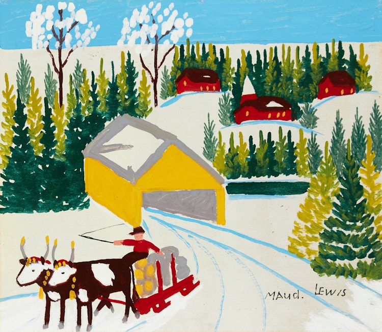 Artwork by Maud Lewis,  Winter Sleighing Scene